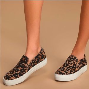 Steve Madden Gills-A Leopard Print Flatform Sneakers 9.5 brown/tan & black